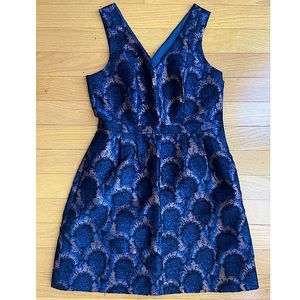 J. Crew Blue Peacock Jacquard Mini Sleeveless Cocktail Dress sz 6